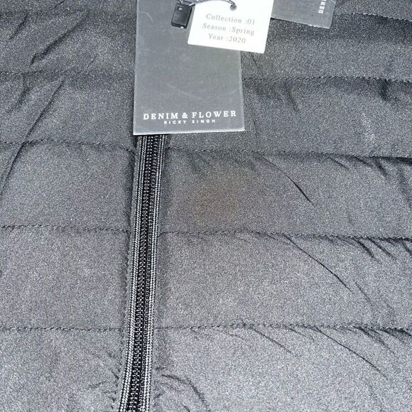 Denim & Flower Ricky Singh black zip up quilted vest NWT medium - Picture 7 of 10
